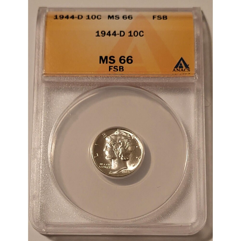 1944 D Mercury Dime MS66 FB ANACS